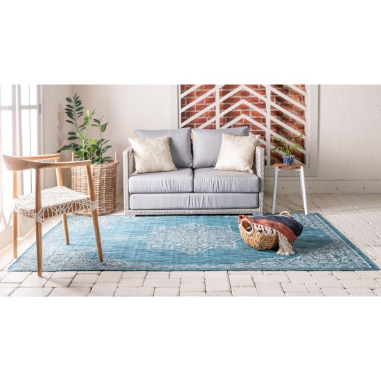 Rug Unique Loom Outdoor Traditional Teal Rectangular 8' 0 x 11' 4