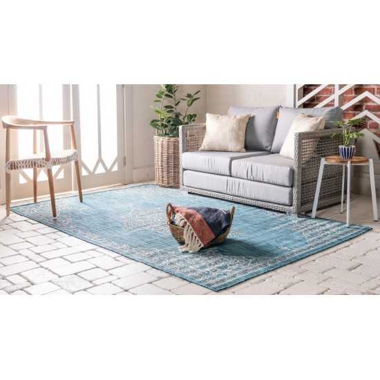 Rug Unique Loom Outdoor Traditional Teal Rectangular 8' 0 x 11' 4