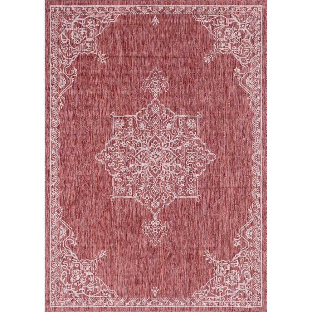 Rug Unique Loom Outdoor Traditional Rust Red Rectangular 8' 0 x 11' 4