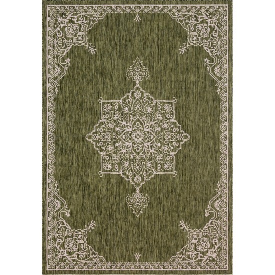 Rug Unique Loom Outdoor Traditional Green Rectangular 8' 0 x 11' 4