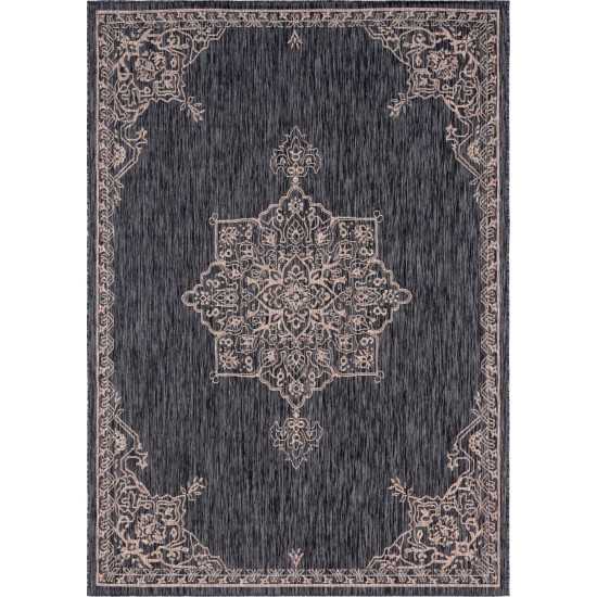 Rug Unique Loom Outdoor Traditional Charcoal Gray Rectangular 8' 0 x 11' 4