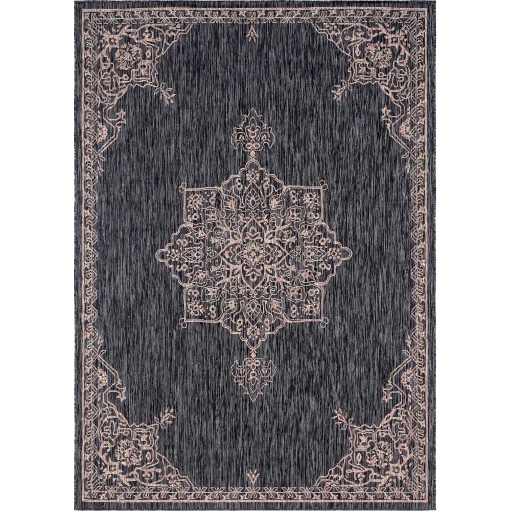 Rug Unique Loom Outdoor Traditional Charcoal Gray Rectangular 8' 0 x 11' 4