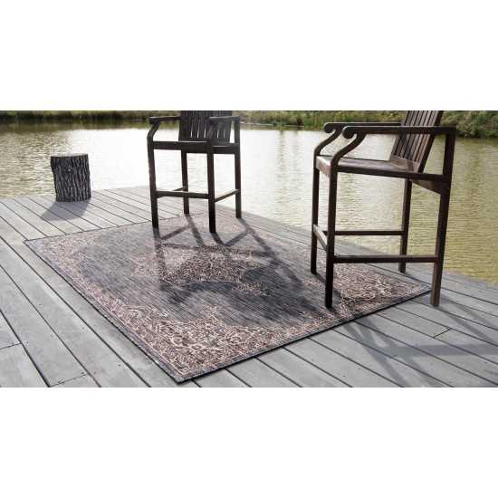 Rug Unique Loom Outdoor Traditional Charcoal Gray Rectangular 8' 0 x 11' 4