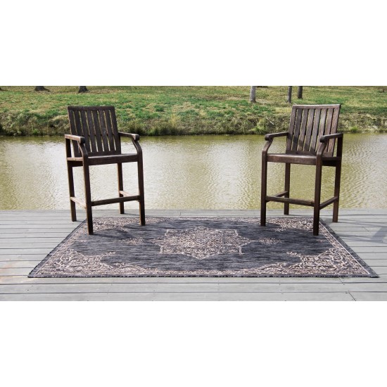 Rug Unique Loom Outdoor Traditional Charcoal Gray Rectangular 8' 0 x 11' 4