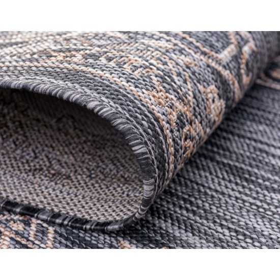 Rug Unique Loom Outdoor Traditional Charcoal Gray Rectangular 8' 0 x 11' 4