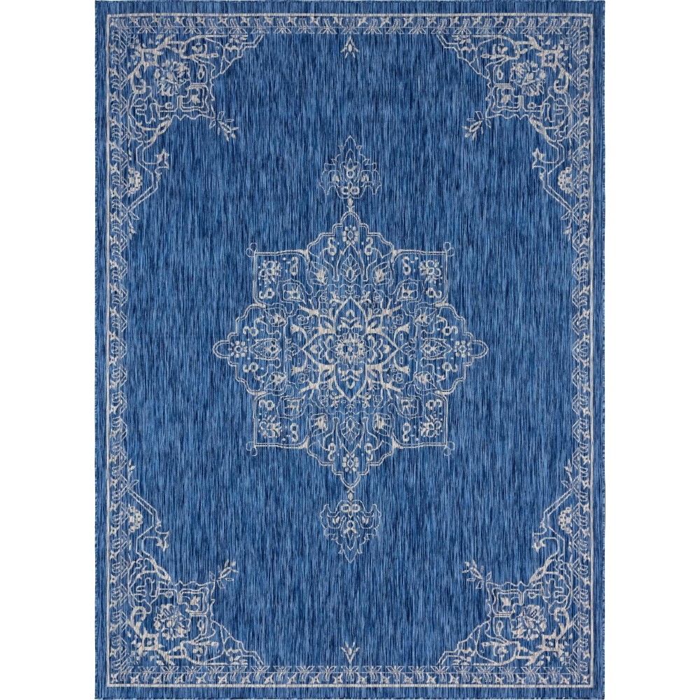 Rug Unique Loom Outdoor Traditional Blue Rectangular 8' 0 x 11' 4