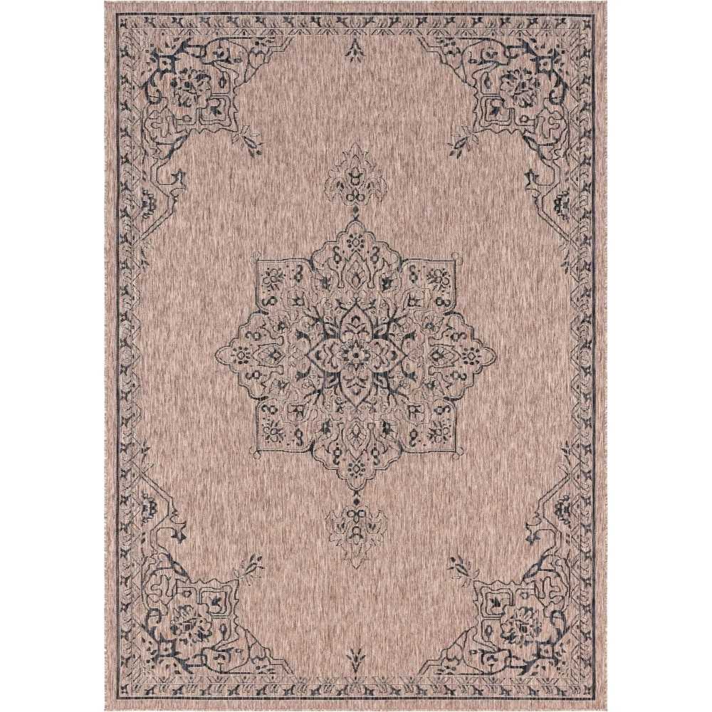 Rug Unique Loom Outdoor Traditional Beige Rectangular 8' 0 x 11' 4