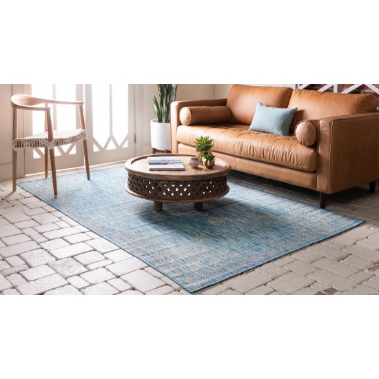 Rug Unique Loom Outdoor Traditional Aqua Blue Rectangular 8' 0 x 11' 4