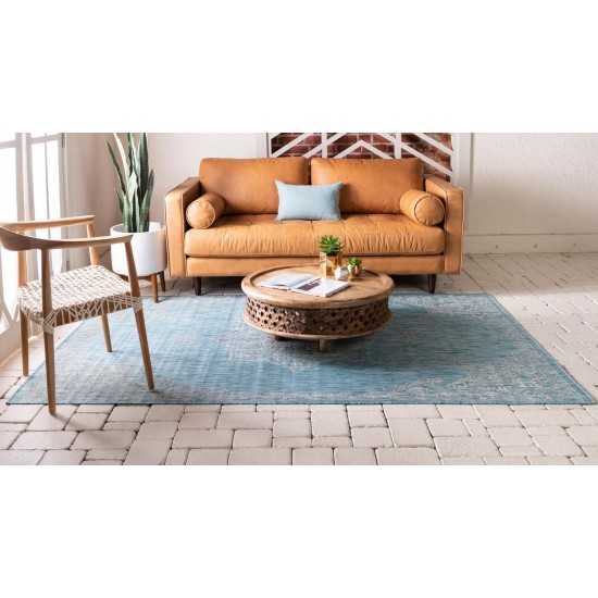 Rug Unique Loom Outdoor Traditional Aqua Blue Rectangular 8' 0 x 11' 4