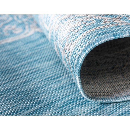 Rug Unique Loom Outdoor Traditional Aqua Blue Rectangular 8' 0 x 11' 4