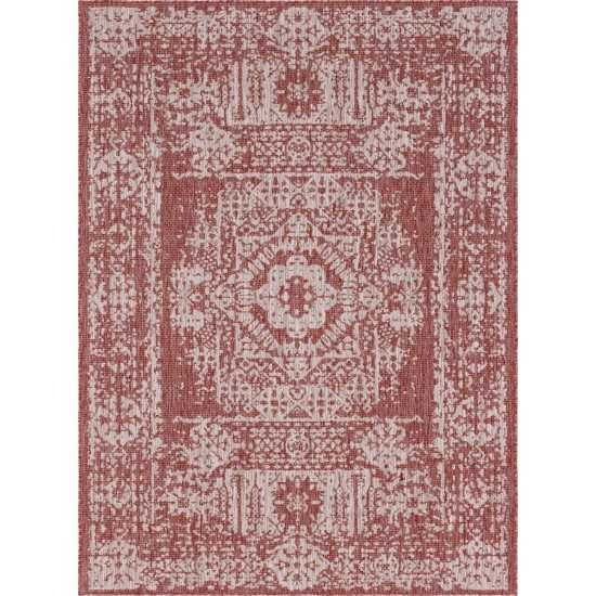 Rug Unique Loom Outdoor Traditional Rust Red Rectangular 8' 0 x 11' 4