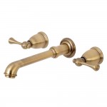 Kingston Brass English Country 2-Handle Wall Mount Roman Tub Faucet, Antique Brass