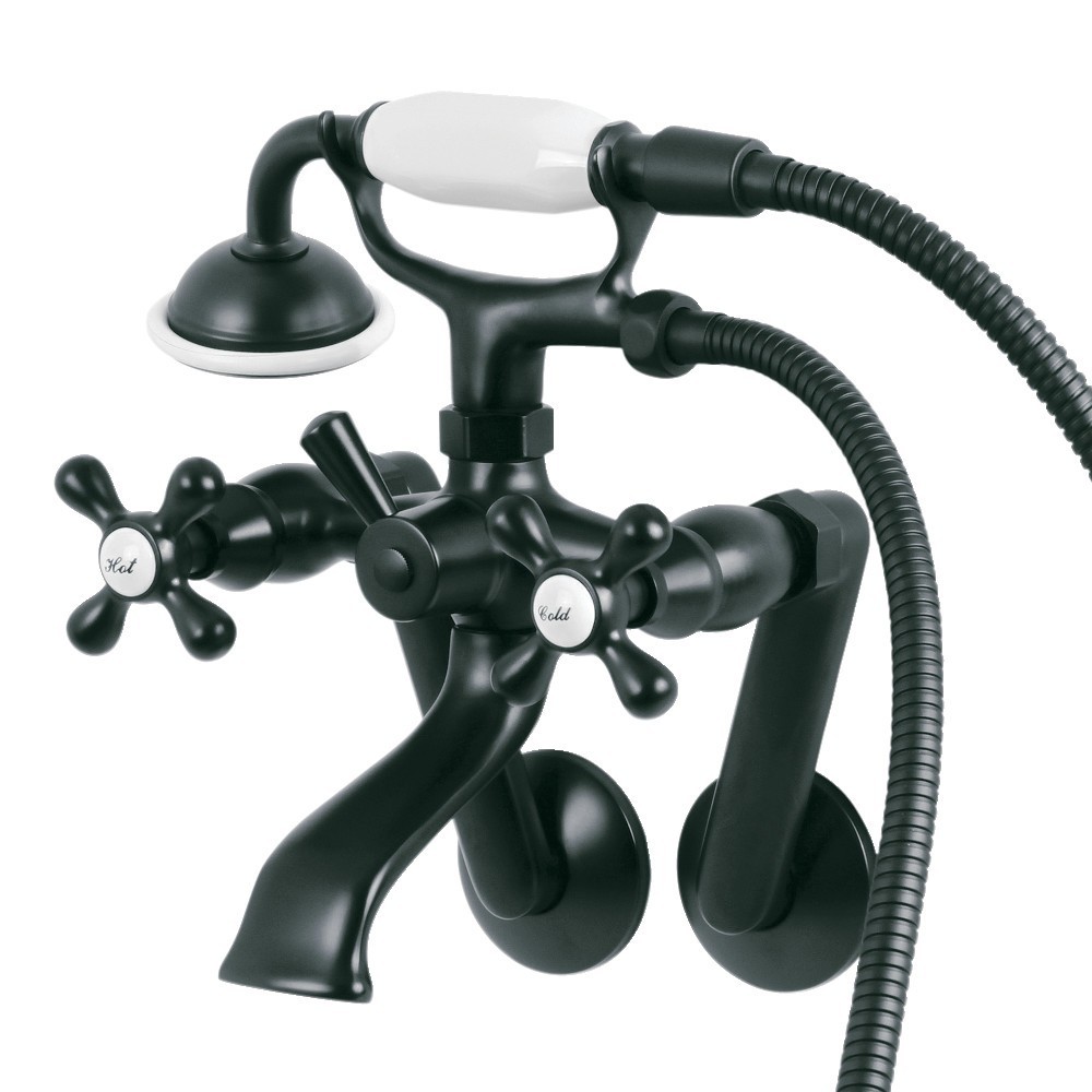 Kingston Brass Kingston Tub Wall Mount Clawfoot Tub Faucet with Hand Shower, Matte Black Kingston Brass Kingston Tub Wall Mount Clawfoot Tub Faucet with Hand Shower, Matte Black
