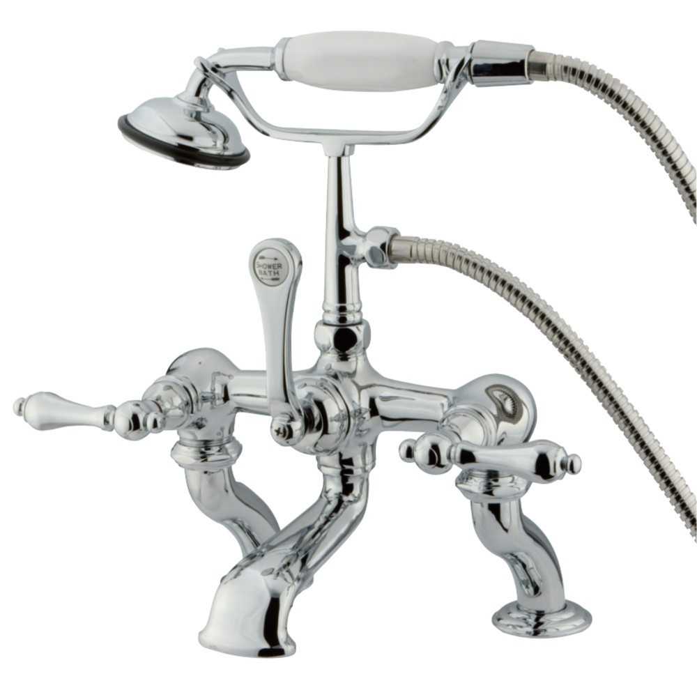 Kingston Brass Vintage 7-Inch Deck Mount Tub Faucet with Hand Shower, Polished Chrome