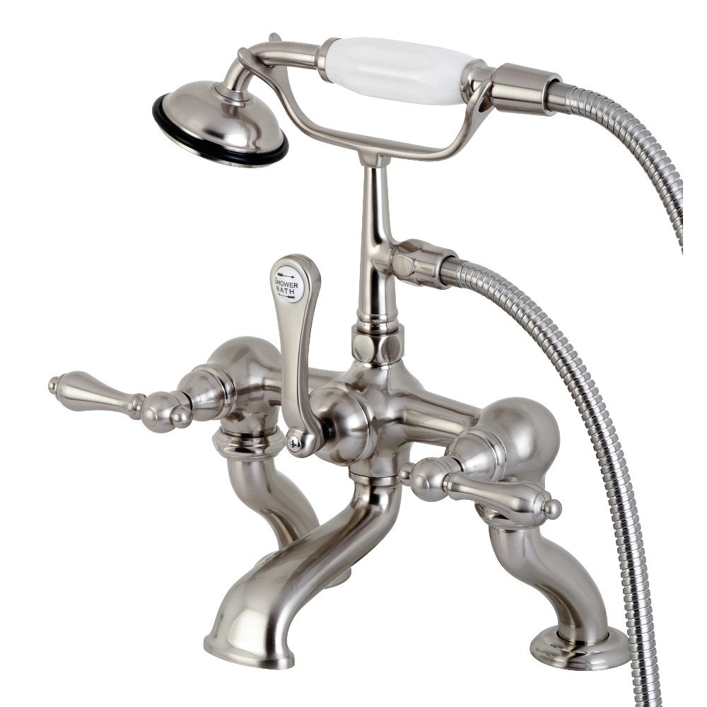 Kingston Brass Vintage 7-Inch Deck Mount Tub Faucet with Hand Shower, Brushed Nickel Kingston Brass Vintage 7-Inch Deck Mount Tub Faucet with Hand Shower, Brushed Nickel