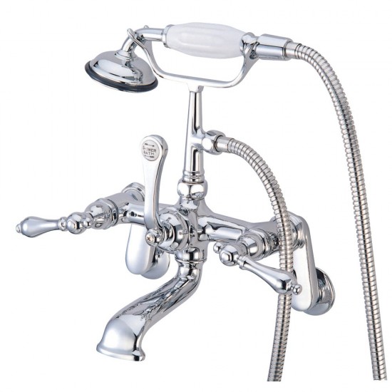 Kingston Brass  Vintage Wall Mount Clawfoot Tub Faucet with Hand Shower, Polished Chrome