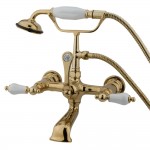 Kingston Brass Vintage 7-Inch Wall Mount Tub Faucet with Hand Shower, Polished Brass