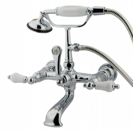 Kingston Brass Vintage 7-Inch Wall Mount Tub Faucet with Hand Shower, Polished Chrome