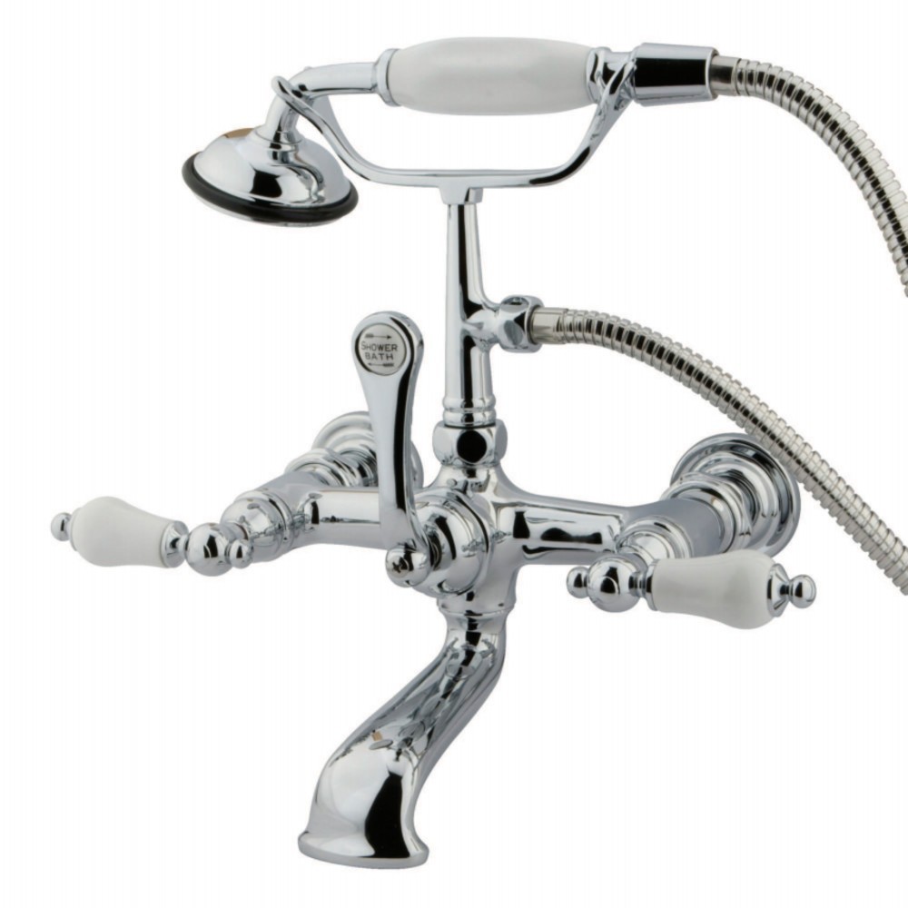 Kingston Brass Vintage 7-Inch Wall Mount Tub Faucet with Hand Shower, Polished Chrome Kingston Brass Vintage 7-Inch Wall Mount Tub Faucet with Hand Shower, Polished Chrome