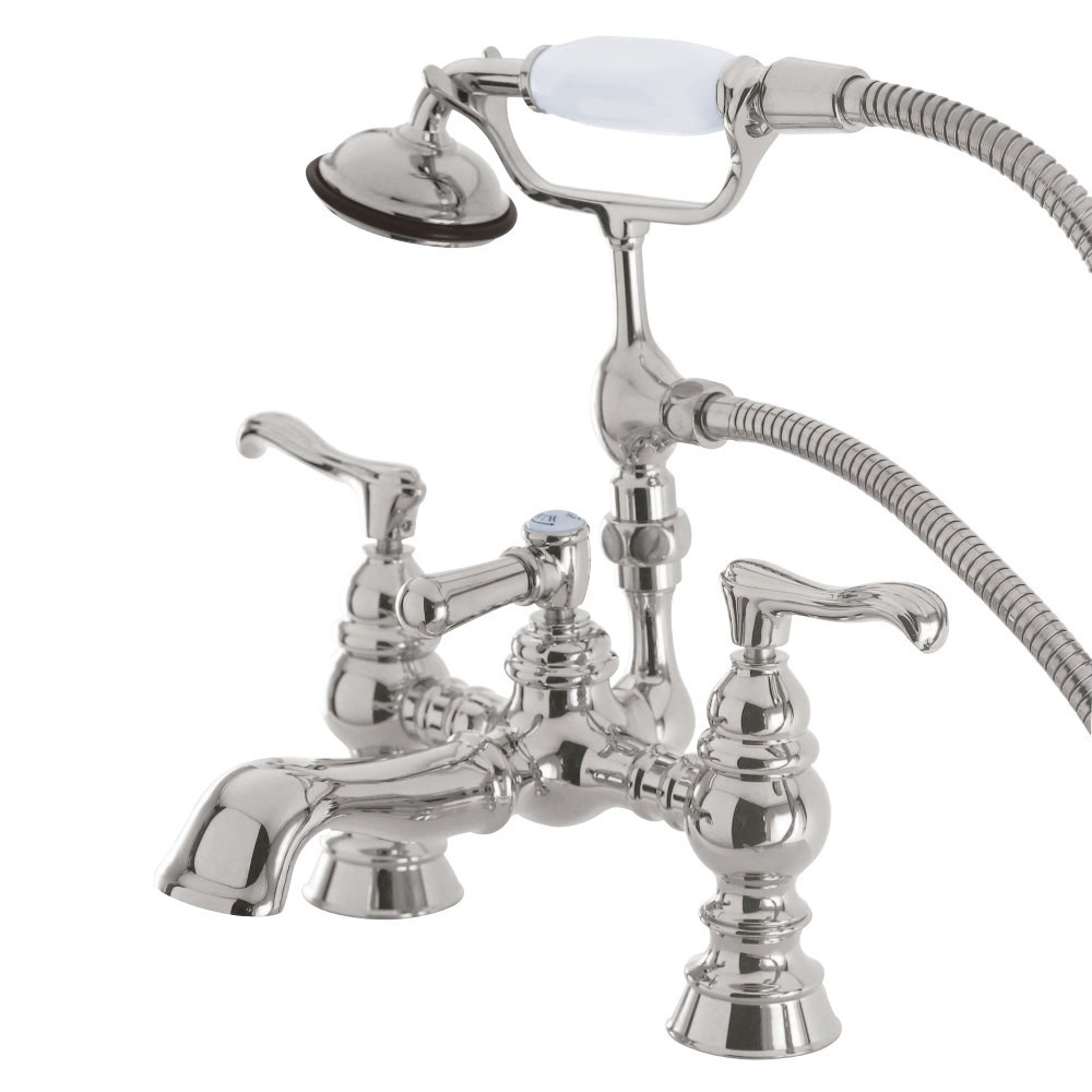 Kingston Brass Vintage 7-Inch Deck Mount Tub Faucet with Hand Shower, Brushed Nickel