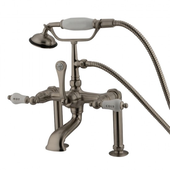 Kingston Brass Vintage 7-Inch Deck Mount Clawfoot Tub Faucet, Brushed Nickel