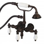 Aqua Vintage Vintage 3-3/8 Inch Wall Mount Tub Faucet with Hand Shower, Oil Rubbed Bronze