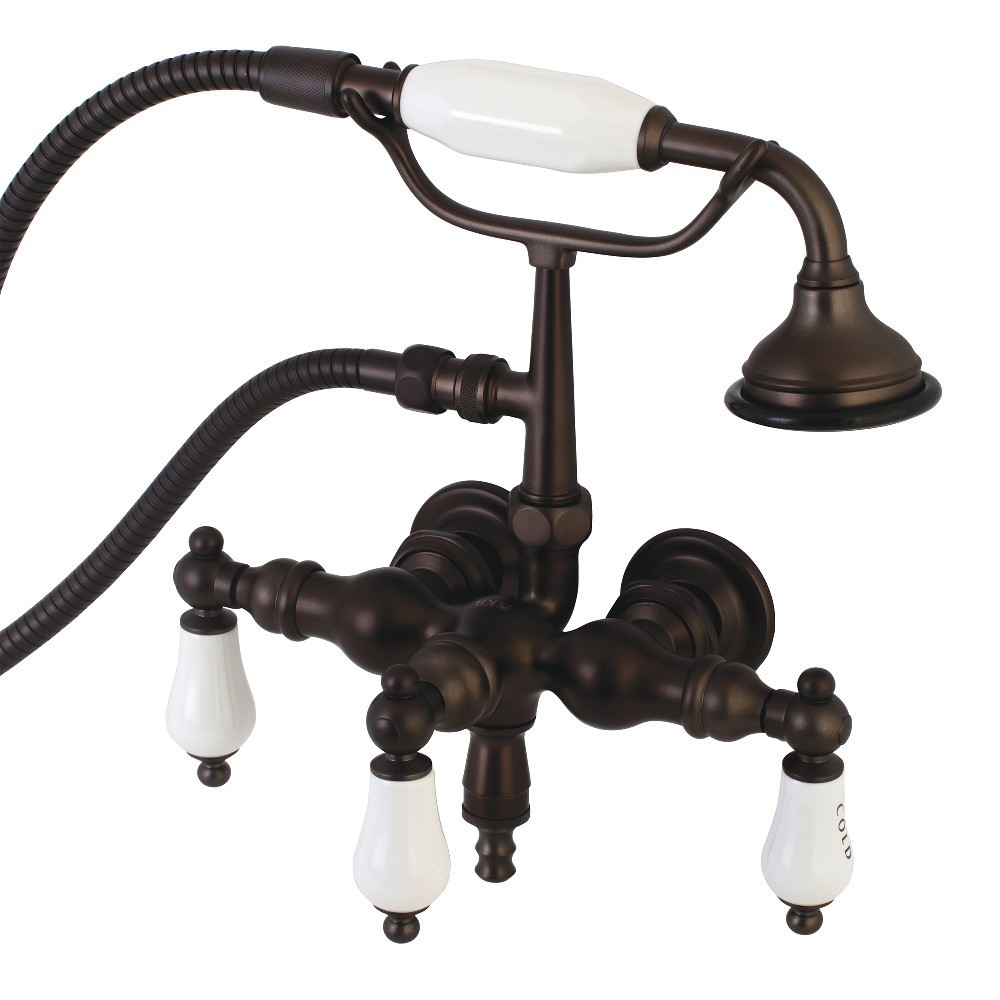 Aqua Vintage Vintage 3-3/8 Inch Wall Mount Tub Faucet with Hand Shower, Oil Rubbed Bronze