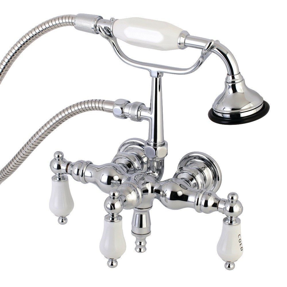 Aqua Vintage Vintage 3-3/8 Inch Wall Mount Tub Faucet with Hand Shower, Polished Chrome