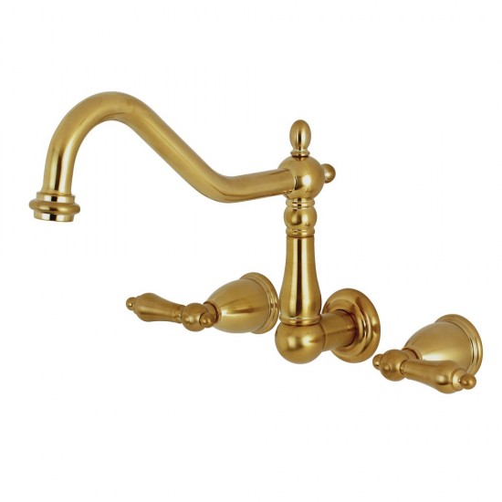 Kingston Brass Heritage Wall Mount Tub Faucet, Brushed Brass