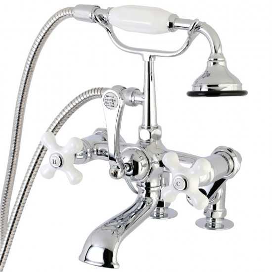 Kingston Brass Auqa Vintage 7-inch Adjustable Clawfoot Tub Faucet with Hand Shower, Polished Chrome