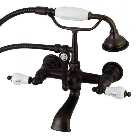 Kingston Brass Aqua Vintage 7-Inch Wall Mount Tub Faucet with Hand Shower, Oil Rubbed Bronze