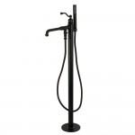 Kingston Brass English Country Freestanding Tub Faucet with Hand Shower, Matte Black