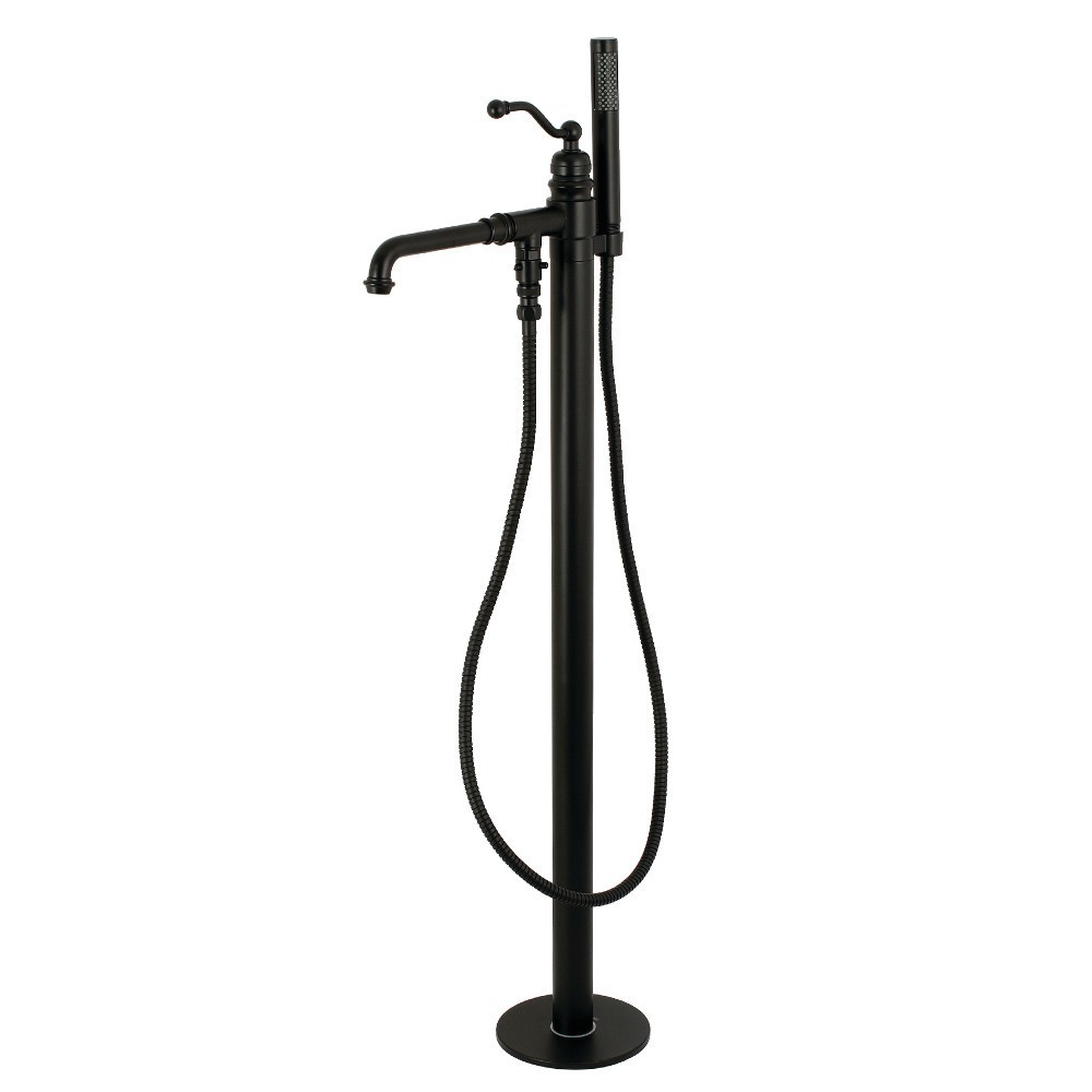 Kingston Brass English Country Freestanding Tub Faucet with Hand Shower, Matte Black