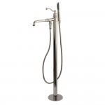 Kingston Brass English Country Freestanding Tub Faucet with Hand Shower, Polished Nickel