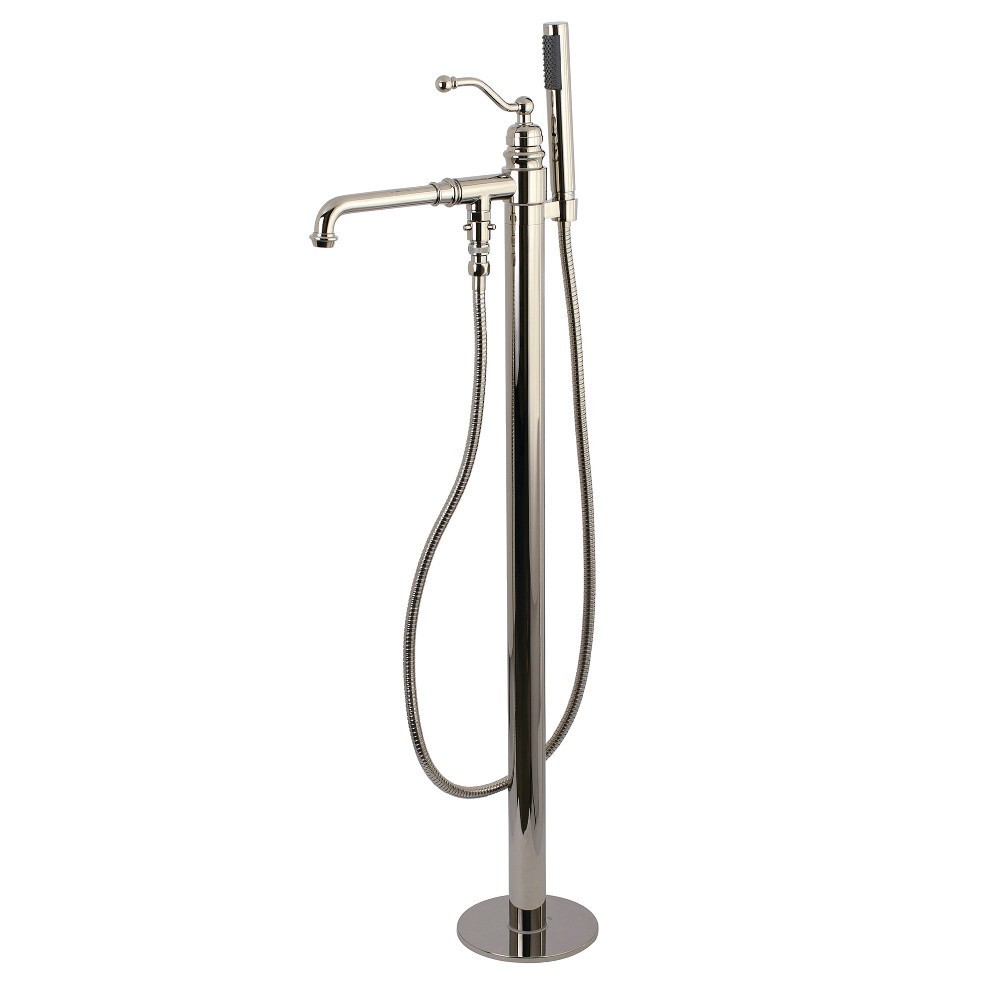 Kingston Brass English Country Freestanding Tub Faucet with Hand Shower, Polished Nickel