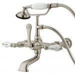 Kingston Brass Vintage 7-Inch Wall Mount Tub Faucet with Hand Shower, Brushed Nickel