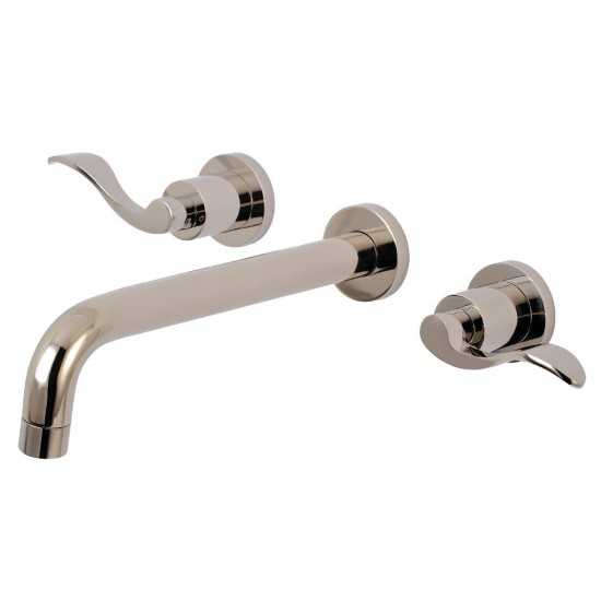 Kingston Brass NuWave 2-Handle Wall Mount Roman Tub Faucet, Polished Nickel