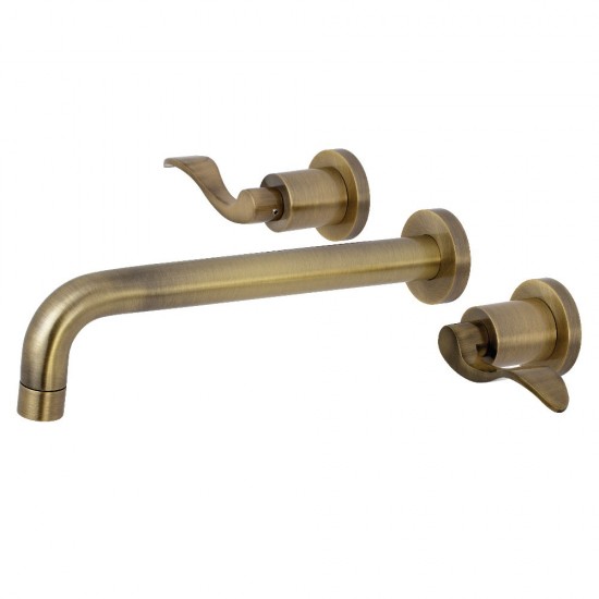 Kingston Brass NuWave 2-Handle Wall Mount Roman Tub Faucet, Antique Brass