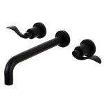 Kingston Brass NuWave 2-Handle Wall Mount Roman Tub Faucet, Matte Black