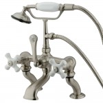 Kingston Brass Vintage 7-Inch Deck Mount Tub Faucet with Hand Shower, Brushed Nickel