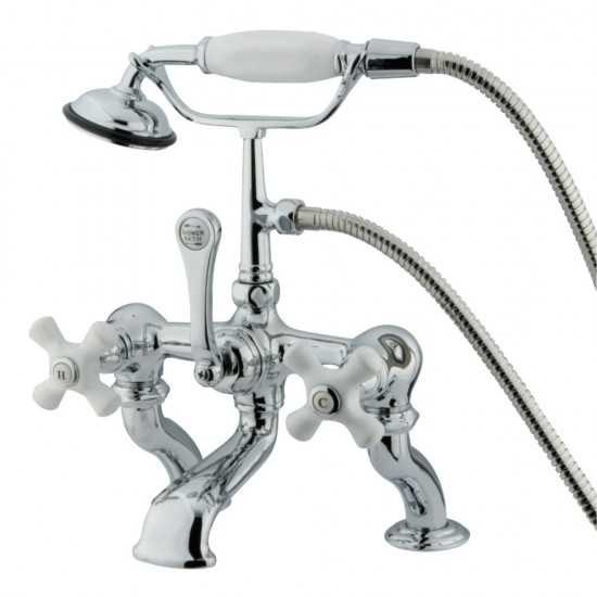 Kingston Brass Vintage 7-Inch Deck Mount Tub Faucet with Hand Shower, Polished Chrome