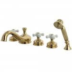 Kingston Brass Roman Tub Faucet with Hand Shower, Polished Brass