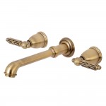 Kingston Brass Georgian 2-Handle Wall Mount Roman Tub Faucet, Antique Brass