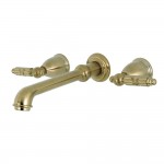 Kingston Brass Georgian 2-Handle Wall Mount Roman Tub Faucet, Brushed Brass