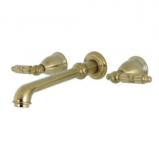 Kingston Brass Georgian 2-Handle Wall Mount Roman Tub Faucet, Brushed Brass