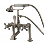 Kingston Brass Vintage 7-Inch Deck Mount Clawfoot Tub Faucet with Hand Shower, Brushed Nickel