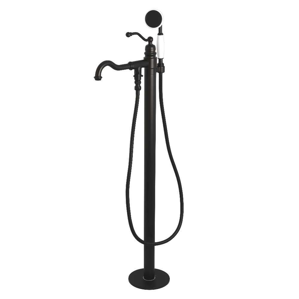 Kingston Brass English Country Freestanding Tub Faucet with Hand Shower, Matte Black Kingston Brass English Country Freestanding Tub Faucet with Hand Shower, Matte Black