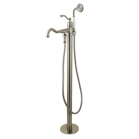 Kingston Brass English Country Freestanding Tub Faucet with Hand Shower, Brushed Nickel