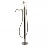 Kingston Brass English Country Freestanding Tub Faucet with Hand Shower, Polished Nickel