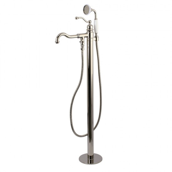 Kingston Brass English Country Freestanding Tub Faucet with Hand Shower, Polished Nickel